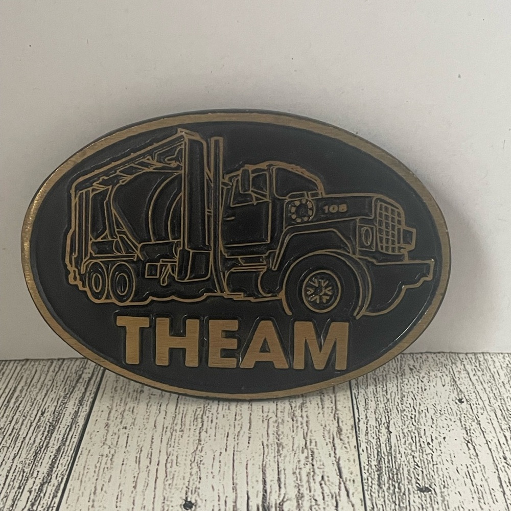Vintage Theam Concrete Pumper Truck Solid Brass Belt Buckle